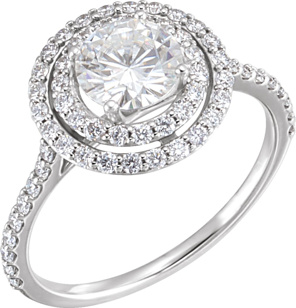 14K White 6.5 mm Round Forever One™ Created Moissanite & 5/8 CTW Diamond Ring