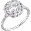 14K White 6.5 mm Round Forever One Created Moissanite and .625 CTW Diamond Ring Ref 12886749