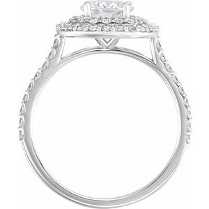 14K White 6.5 mm Round Forever One™ Created Moissanite & 5/8 CTW Diamond Ring
