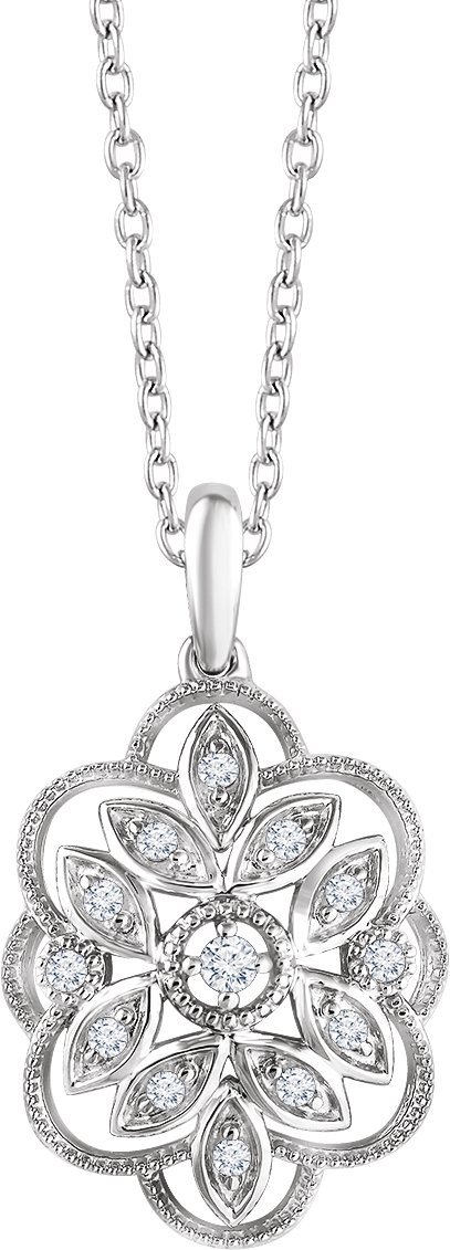 14K White 1/6 CTW Natural Diamond 16-18" Necklace