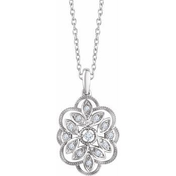 Sterling Silver .167 CTW Diamond 16 18 inch Necklace Ref. 12977635