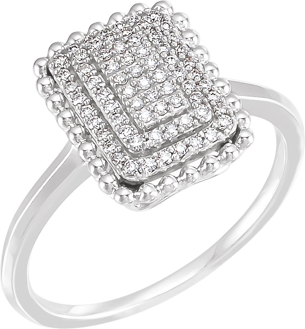 14K White 1/5 CTW Natural Diamond Cluster Ring