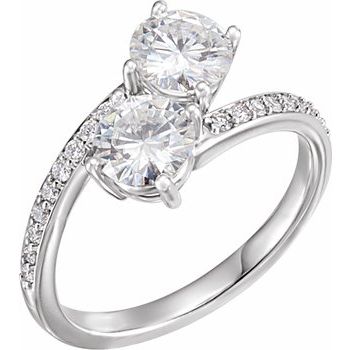 14K White 5 mm Round Forever One Moissanite and .167 CTW Diamond Ring Ref 12974546