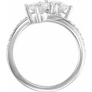 14K White 6 mm Round Forever One™ Moissanite & 1/5 CTW Diamond Ring