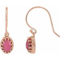 14K Rose Natural Pink Tourmaline Earrings