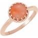 14K Rose 5 mm Natural Pink Coral Crown Cabochon Ring