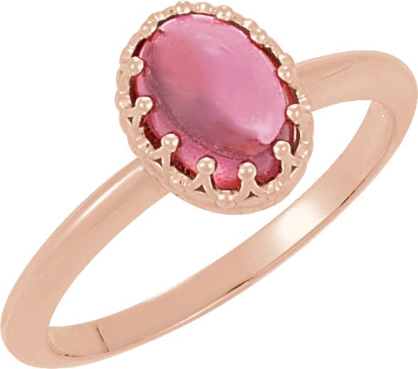 14K Rose Pink Tourmaline Crown Ring Ref 3359125