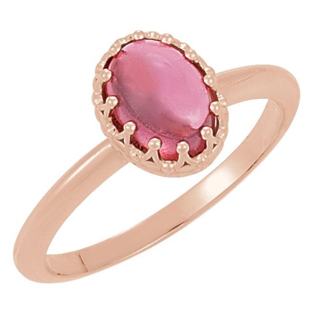 14K Rose Natural Pink Tourmaline Crown Ring