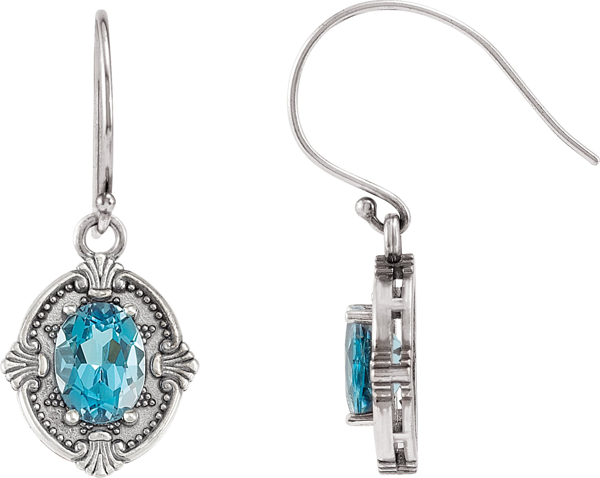 Sterling Silver Natural Swiss Blue Topaz Earrings