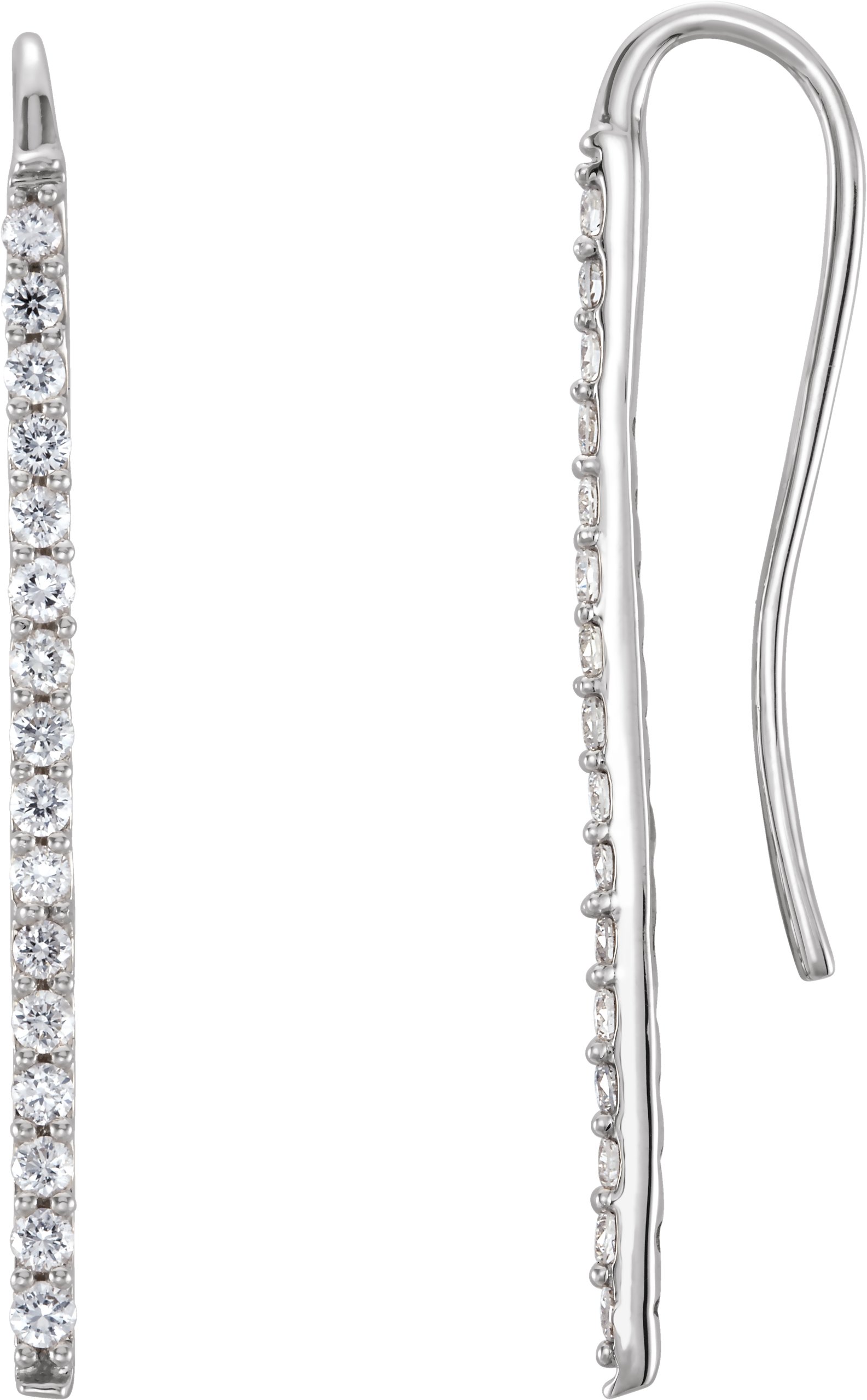 14K White 1/3 CTW Diamond Bar Earrings