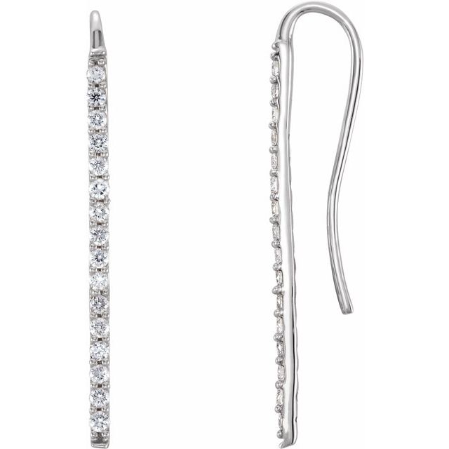 14K White 1/3 CTW Diamond Bar Earrings 