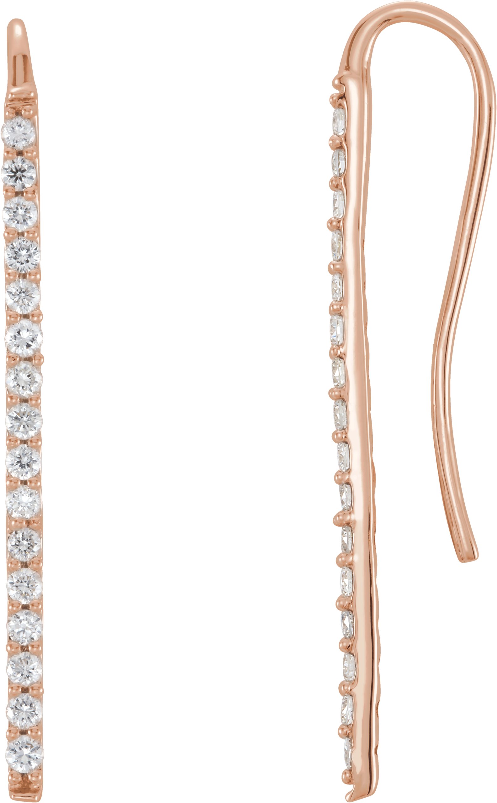 14K Rose 1/3 CTW Diamond Bar Earrings 