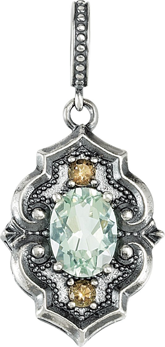 Sterling Silver Green Quartz and Smoky Quartz Pendant Ref. 3364925