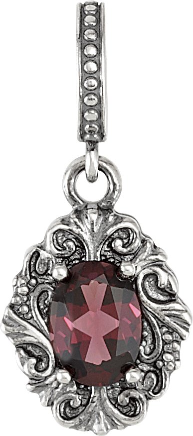 Sterling Silver Rhodolite Garnet Solitaire Victorian Pendant Ref. 3365396