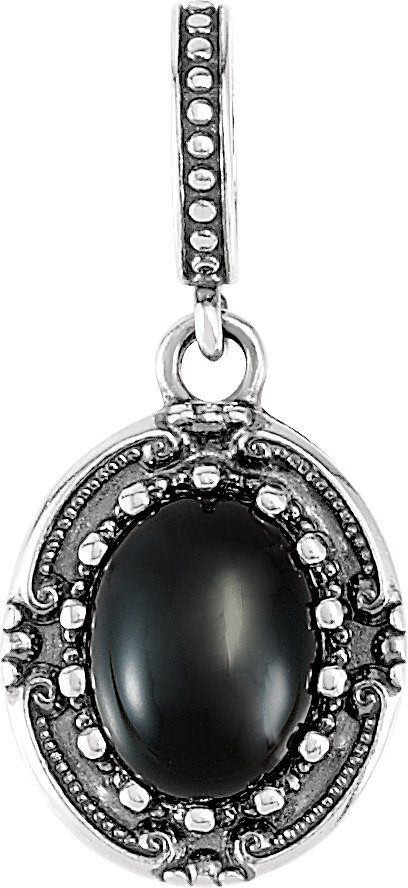 Sterling Silver Onyx Victorian Style Pendant Ref. 3364963