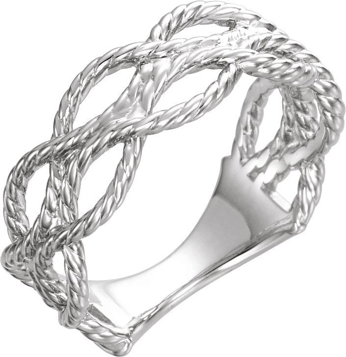 14K White Rope Ring