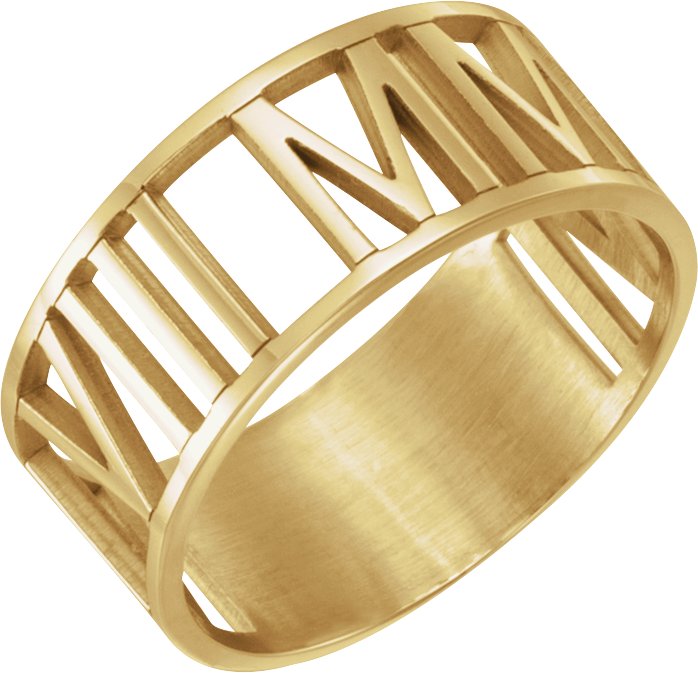 Pierced Roman Numeral Date Ring