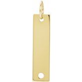 18K Yellow Gold-Plated Sterling Silver Engravable Bar Pendant Mounting  