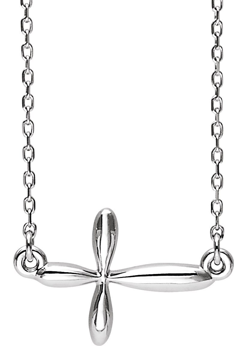 Sterling Silver Sideways Cross 16-18" Necklace