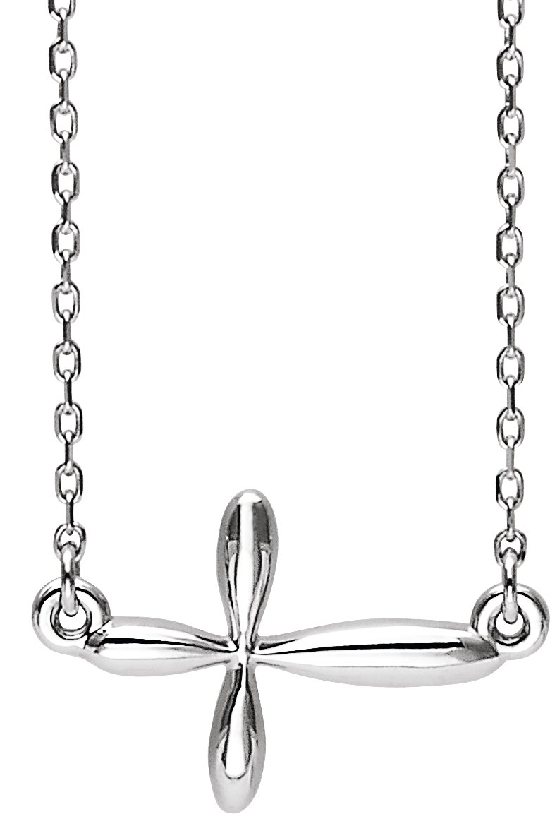 Platinum Sideways Cross 16 18 inch Necklace Ref. 12939274