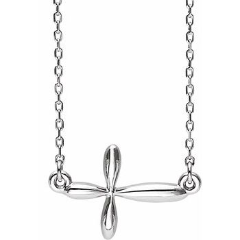 Sterling Silver Sideways Cross 16 18 inch Necklace Ref. 12939275