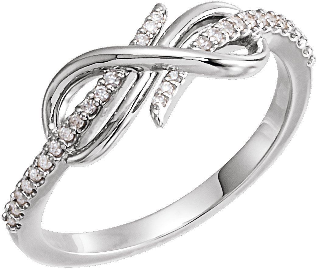 14K White 1/10 CTW Natural Diamond Infinity-Inspired Ring