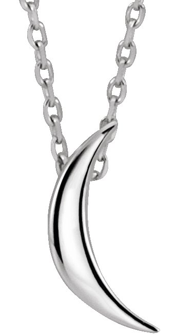 14K White Crescent 16-18" Necklace 