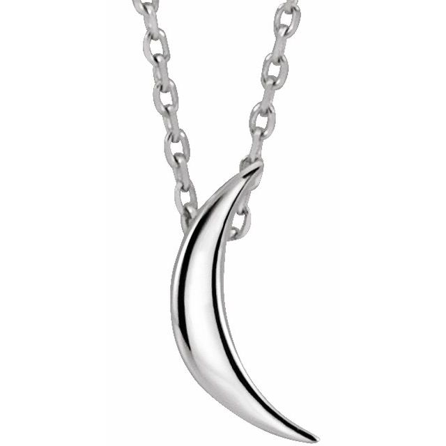 Sterling Silver Crescent 16-18" Necklace 