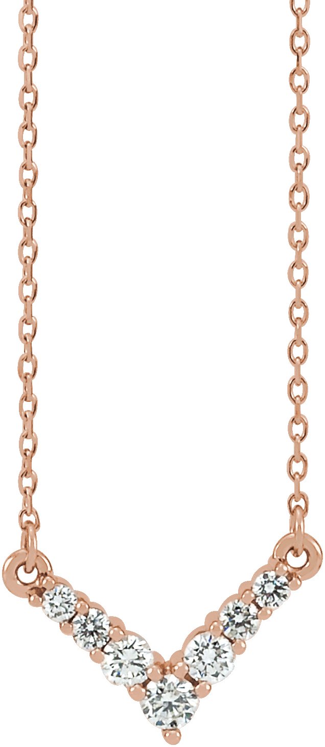 14K Rose 1/3 CTW Natural Diamond V 16-18" Necklace