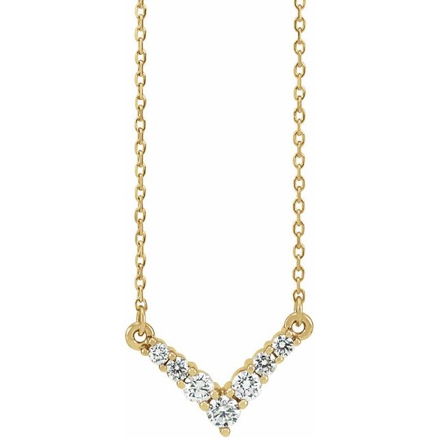 14K Yellow 1/3 CTW Natural Diamond V 16-18 Necklace