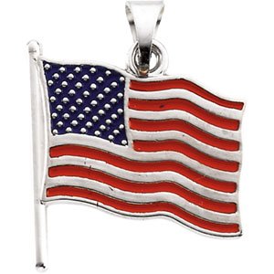 Enameled American Flag Pendant 17.5 x 17mm Ref 301754