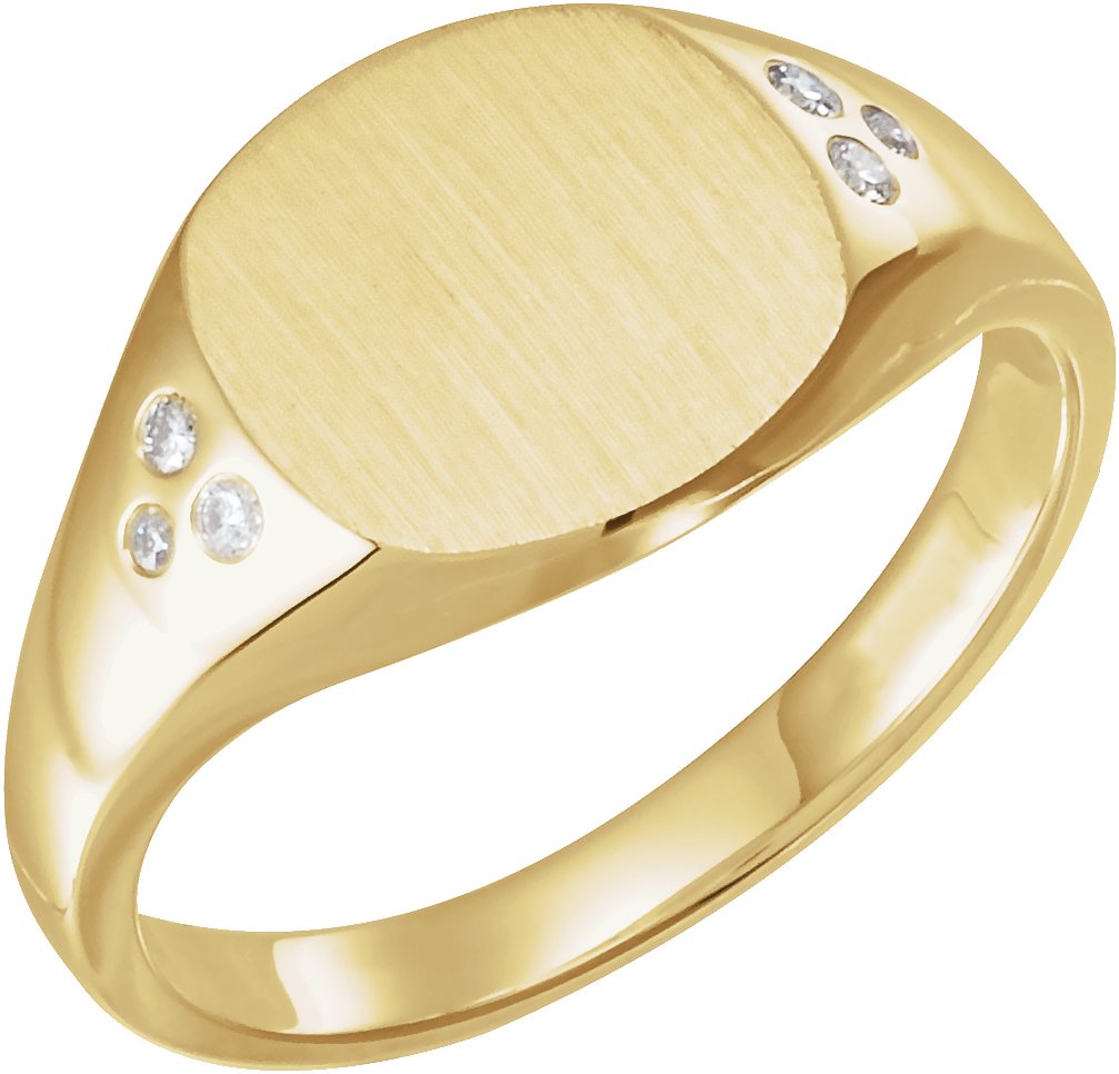 14K Yellow .05 CTW Natural Diamond Square Signet Ring