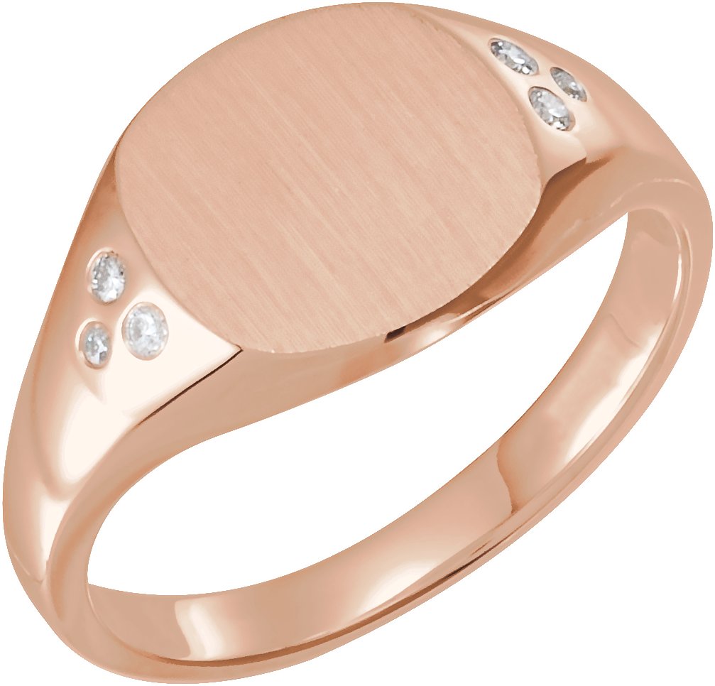 14K Rose .05 CTW Natural Diamond Square Signet Ring