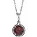 Sterling Silver Natural Mozambique Garnet and .01 CTW Natural Diamond 18