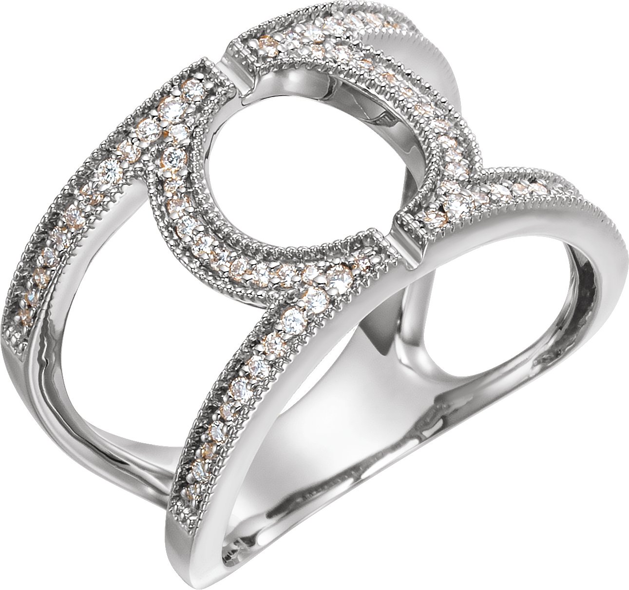 14K White 1/4 CTW Round Geometric Diamond Ring