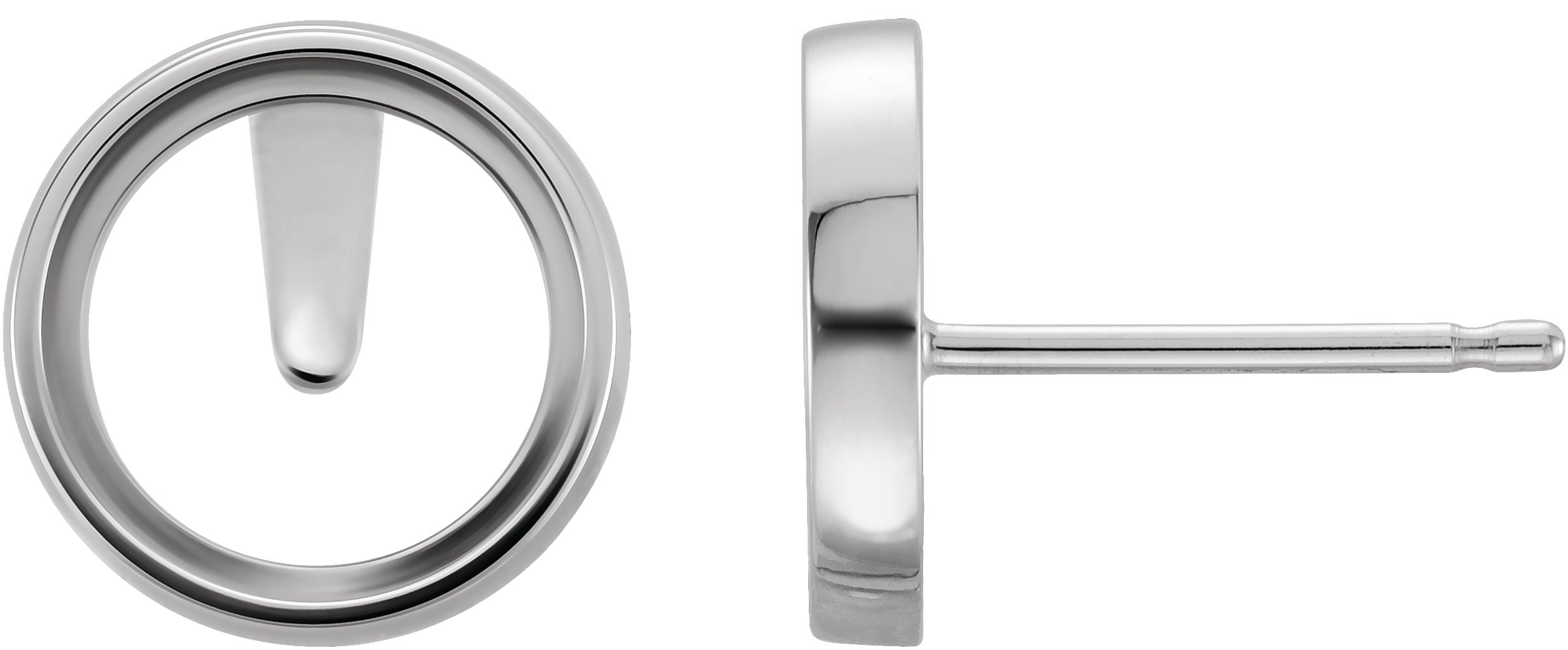 14K White 6 mm Round Bezel-Set Earring Mounting