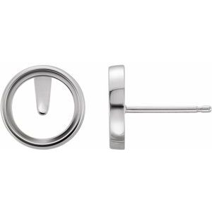 18K White 7 mm Round Bezel-Set Earring Mounting