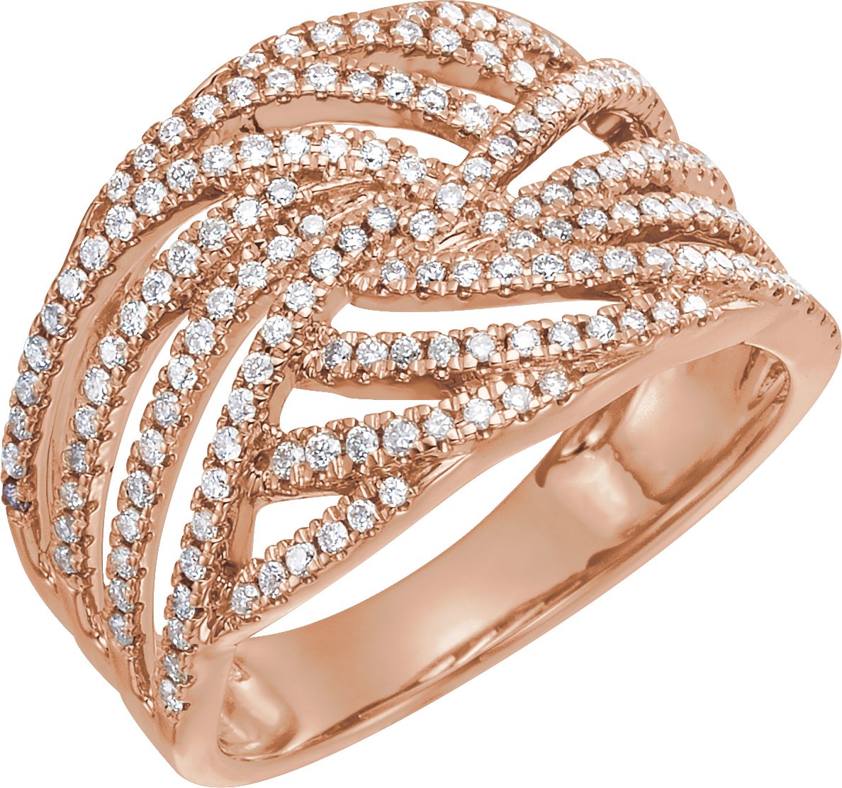 14K Rose 1/2 CTW Diamond Accented Criss-Cross Ring