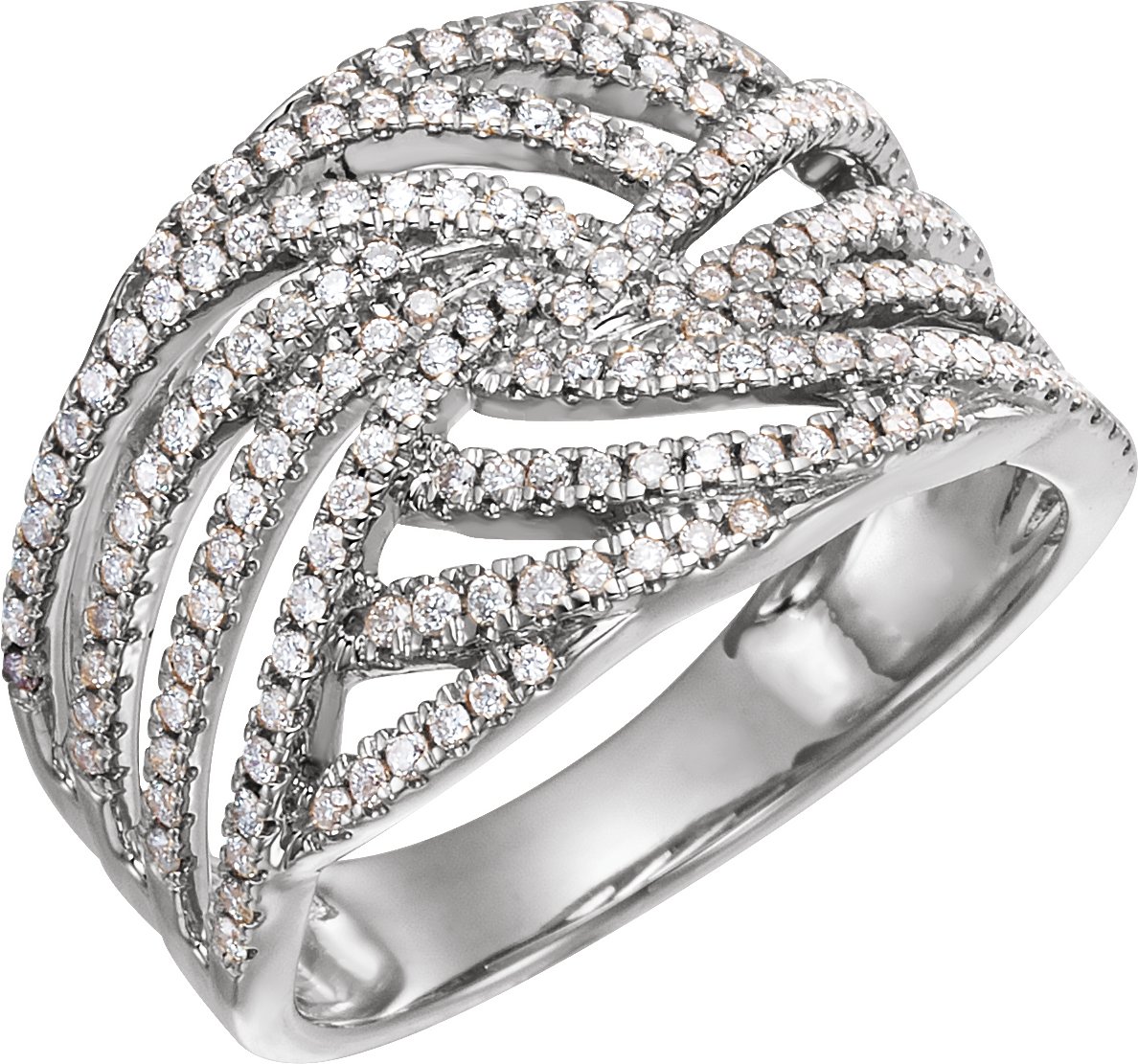 14K White 1/2 CTW Diamond Accented Criss-Cross Ring