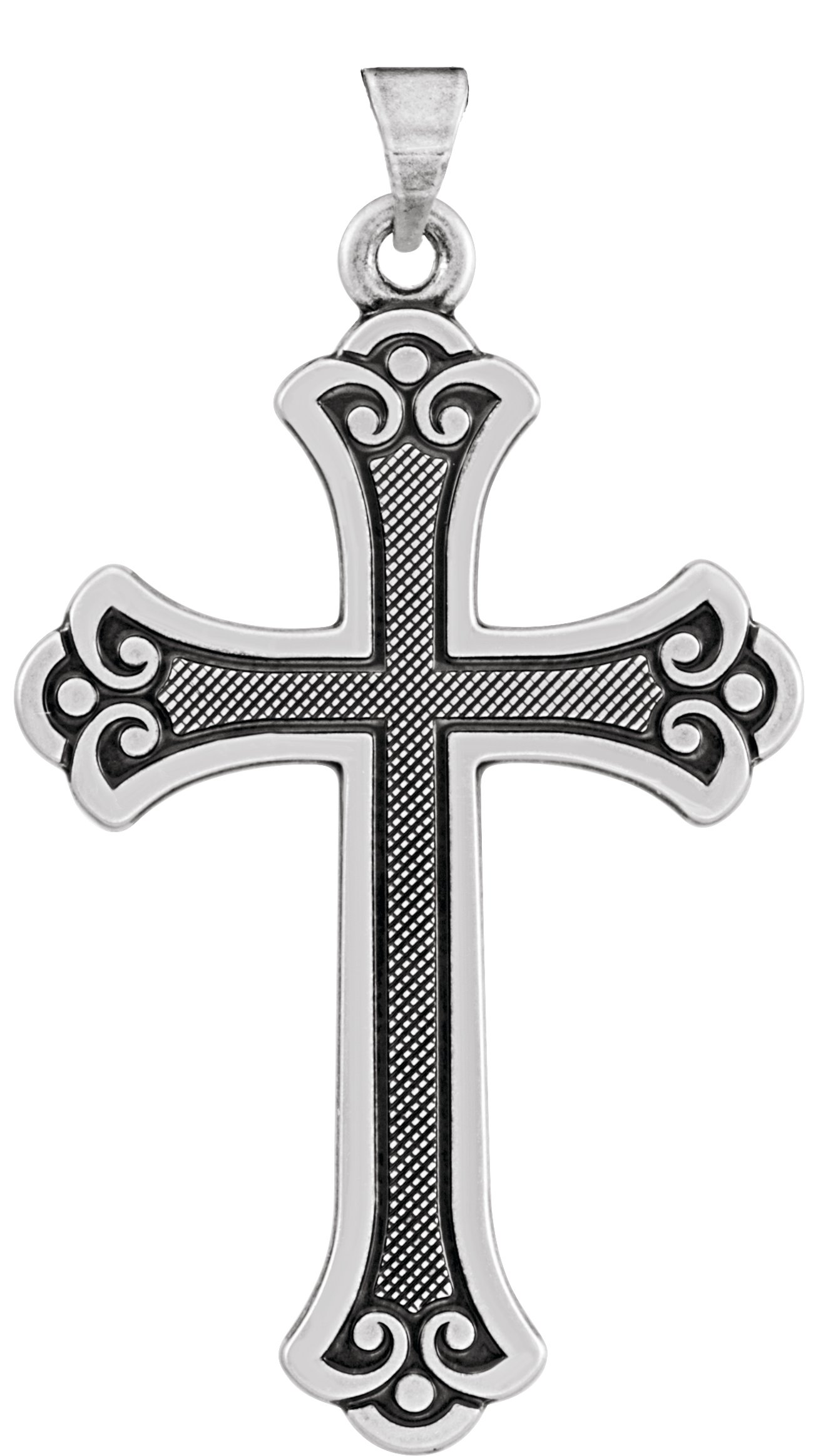 SS 33 x 22 Cross Pendant with 24 inch Curb Chain Ref 791526