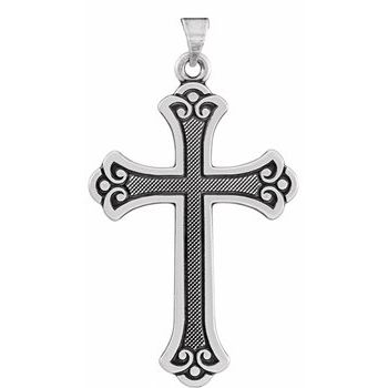 SS 33 x 22 Cross Pendant with 24 inch Curb Chain Ref 791526
