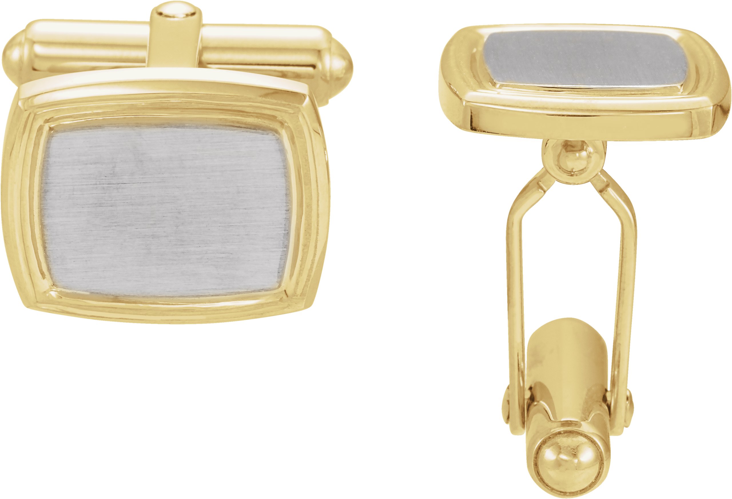 18K Yellow & Platinum 14x16 mm Cuff Links