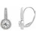 14K White 5/8 CTW Diamond Milgrain Halo-Style Dangle Earrings 