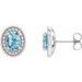 14K White 7x5 mm Natural Aquamarine & 1/5 CTW Natural Diamond Halo-Style Earrings