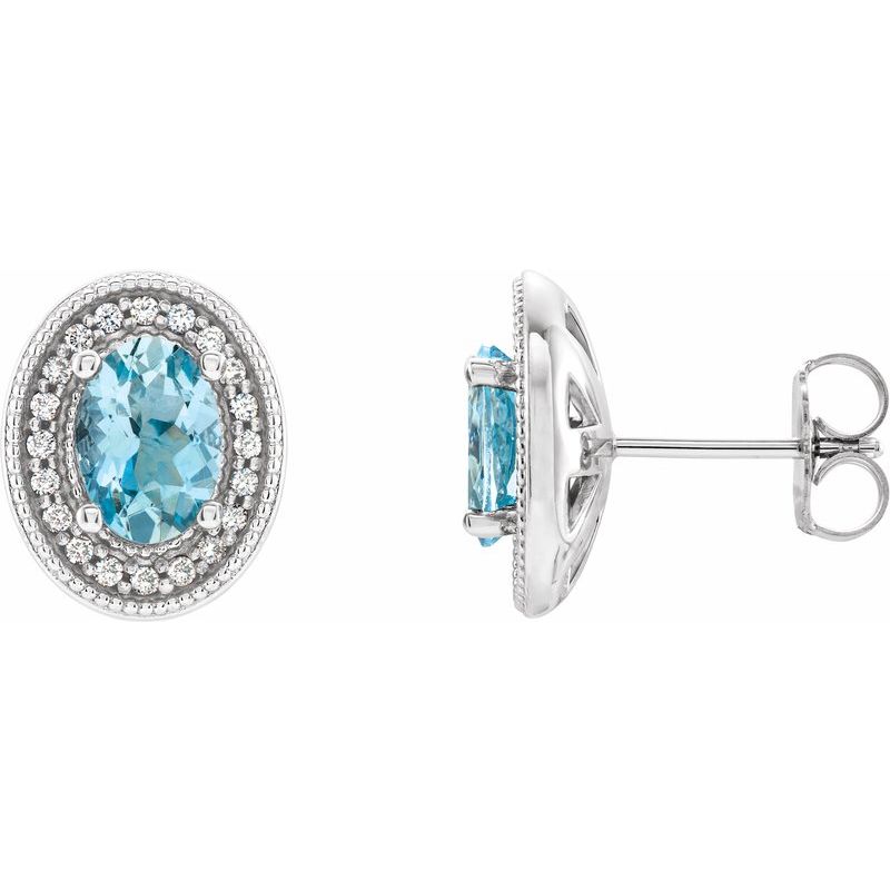 Oval 4-Prong Halo-Style Earrings