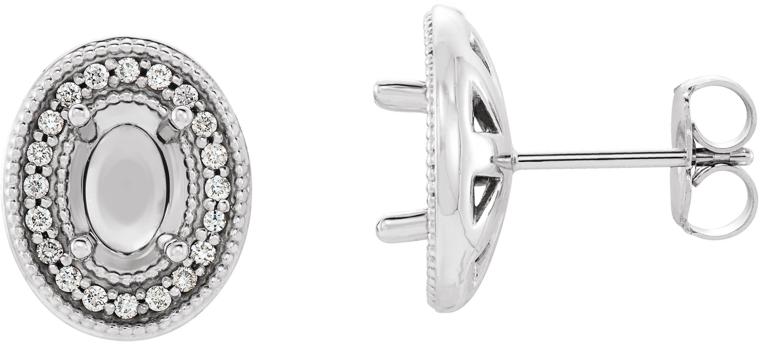 Oval 4-Prong Halo-Style Earrings
