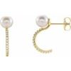 14K Yellow Freshwater Cultured Pearl and .167 CTW Diamond Hoop Earrings Ref. 13115140