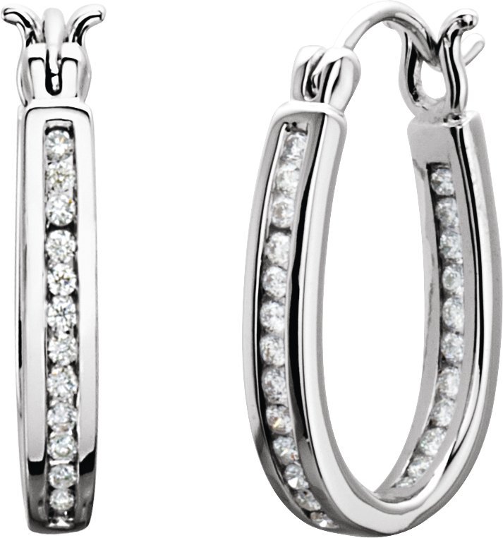 14K White 13.7 mm 1/3 CTW Natural Diamond Inside-Outside Hoop Earrings