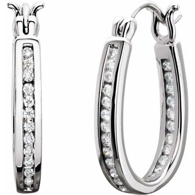 14K White 13.7 mm 1/3 CTW Natural Diamond Inside-Outside Hoop Earrings