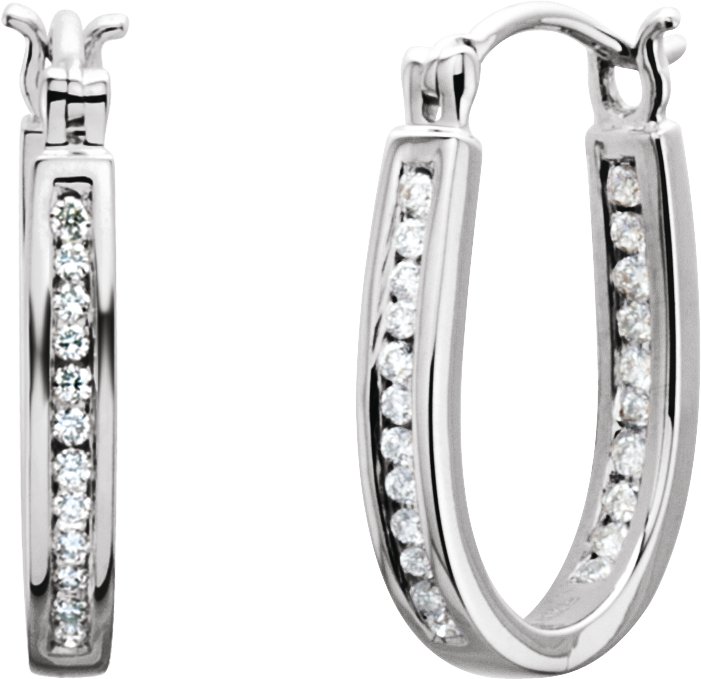 14K White 13 mm 1/4 CTW Natural Diamond Inside-Outside Hoop Earrings